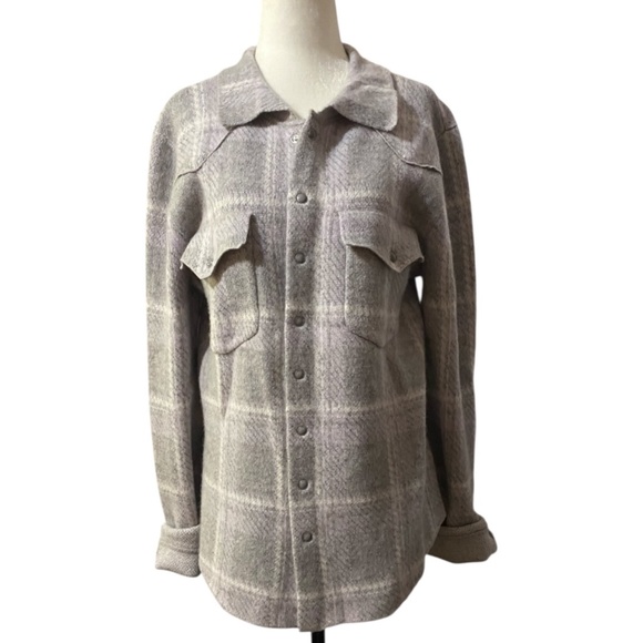 Cashmere snap button up western style checkered plaid sweater. Sz 4 - Picture 5 of 16